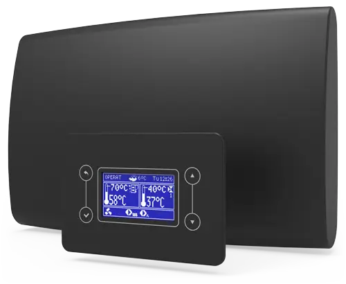 Sterownik ecoMAXX 920P1 TOUCH marki PLUM stosowany w kotle QMPELL DUO